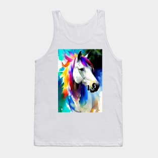 White horse head with colored mane Tank Top